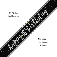 Unique Banner Black Glitz Age 16 9ft