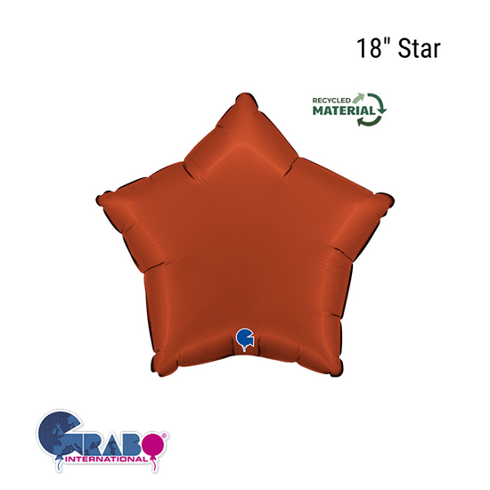 Grabo Foil Balloon Satin Brick Red Star 18"
