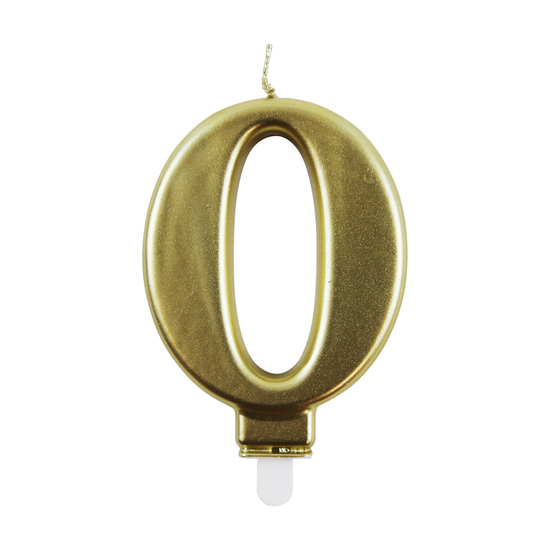 Eurowrap Party Candle Number 0 Metallic Gold 9cm