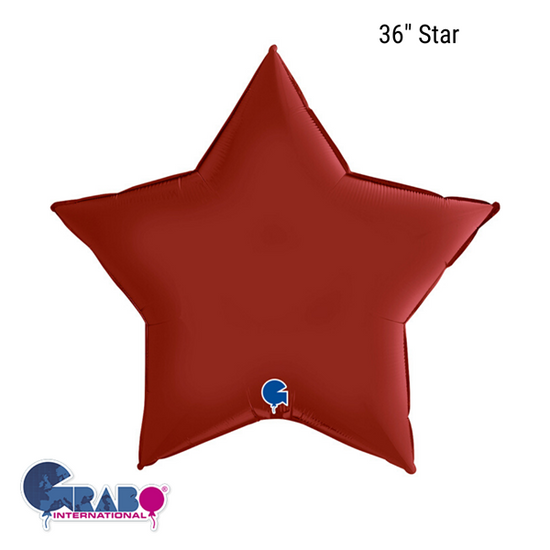 Grabo Foil Balloon Satin Ruby Red Star 36"
