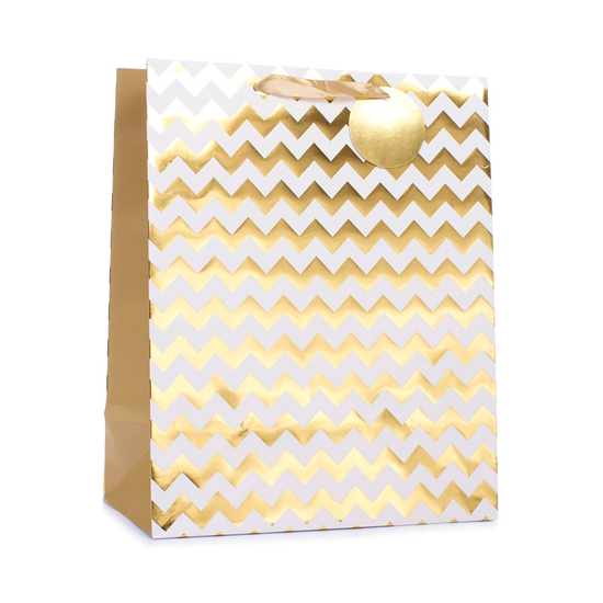 Tiger Feet 6 Pack Gift Bag Gold Zig Zag Large