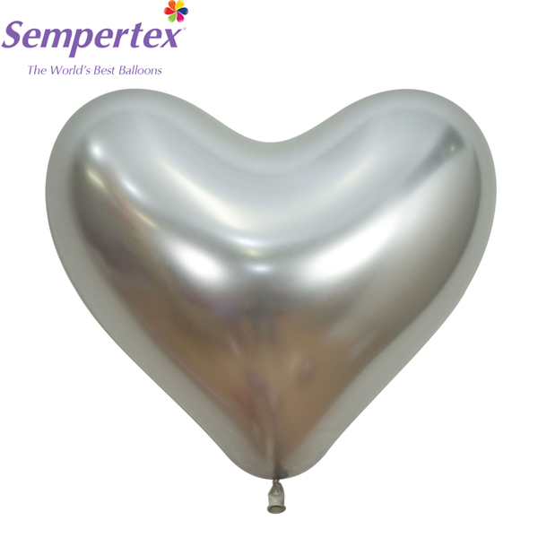 Sempertex Reflex Silver Heart 14" Latex 50pk
