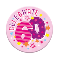 Six small Tiger Feet birthday badges featuring the number 60, perfect for celebrating milestone birthdays.