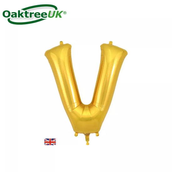 Oaktree Foil Balloon Gold 34" Letter V