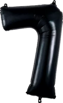 Black 34-inch Anagram foil number 7 balloon, shiny and reflective, perfect for celebrations and decorative displays.
