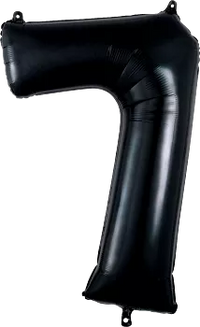 Black 34-inch Anagram foil number 7 balloon, shiny and reflective, perfect for celebrations and decorative displays.