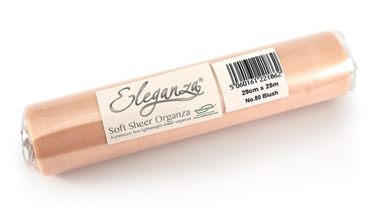 Eleganza Blush Soft Sheer Organza 29cm x 25m