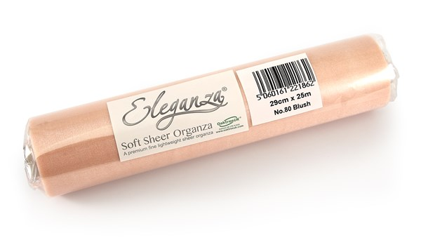 Eleganza Blush Soft Sheer Organza 29cm x 25m