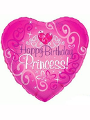 Happy Birthday Princess 18" Heart Foil Balloon