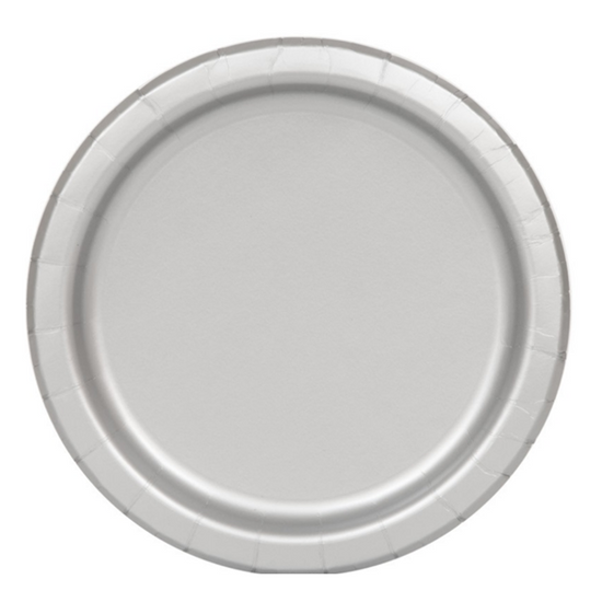 Unique 16 Pack Plates Silver Round 9