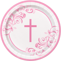Unique 8 Pack Plates Pink Holy Cross 9