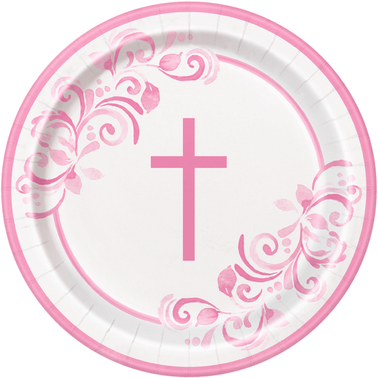 Unique 8 Pack Plates Pink Holy Cross 9