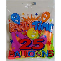 25 Latex Balloons 8" Neon Assorted