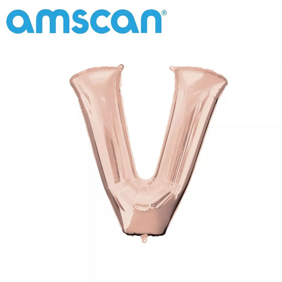 Anagram Foil Balloon Rose Gold 16" Letter V