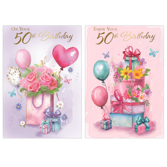 Poppyhill 12 Pack Cards C50 Birthday Age 50