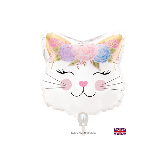 Oaktree Cute Floral Kitten 9" Foil Balloon