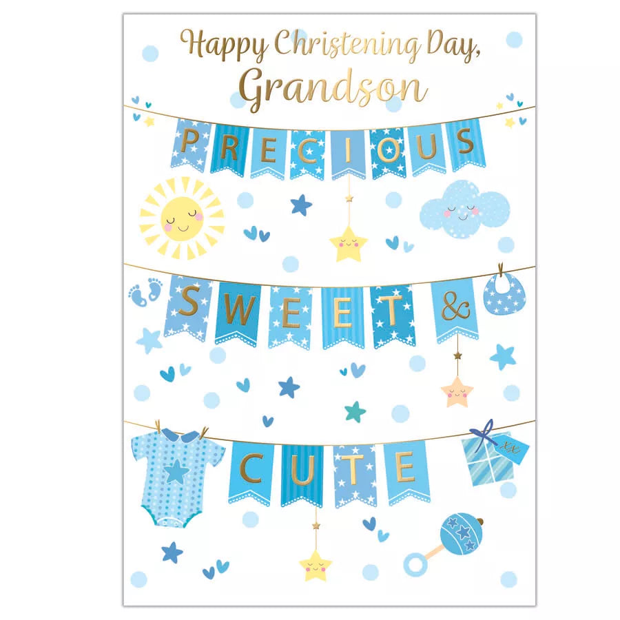 Prelude 6-pack Christening cards for grandson with elegant design, perfect for celebrating a special baptism occasion.