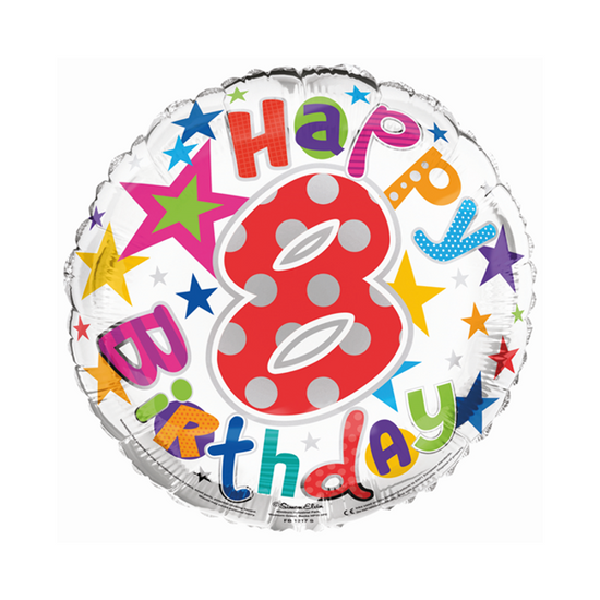 Simon Elvin Foil Balloon Happy Birthday Age 8 18