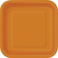 Unique 14 Pack Plates Pumpkin Orange Square 9