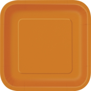 Unique 14 Pack Plates Pumpkin Orange Square 9