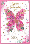 Simon Elvin C50 birthday granddaughter greeting cards, set of six, colorful and festive designs for celebrating a special granddaughter.