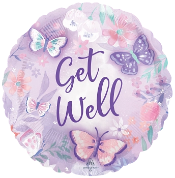 Anagram Flutters Get Well 18" Round Foil Balloon