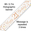 Oaktree Banner Sparkling Fizz Age 21 Rose Gold 9ft