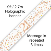 Oaktree Banner Sparkling Fizz Age 21 Rose Gold 9ft