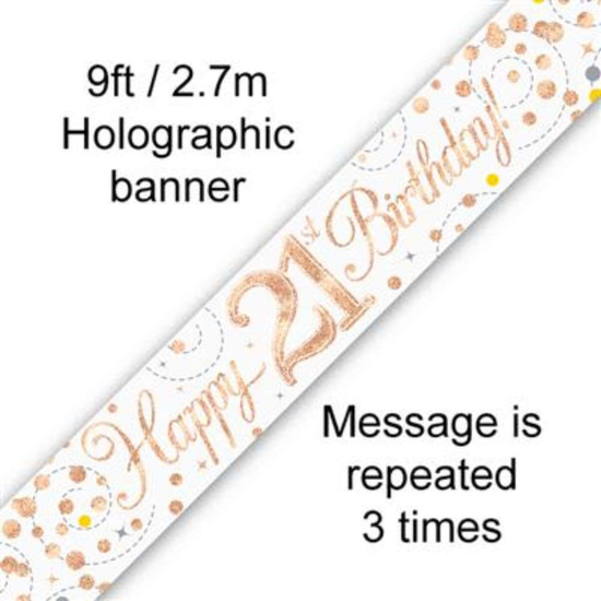 Oaktree Banner Sparkling Fizz Age 21 Rose Gold 9ft
