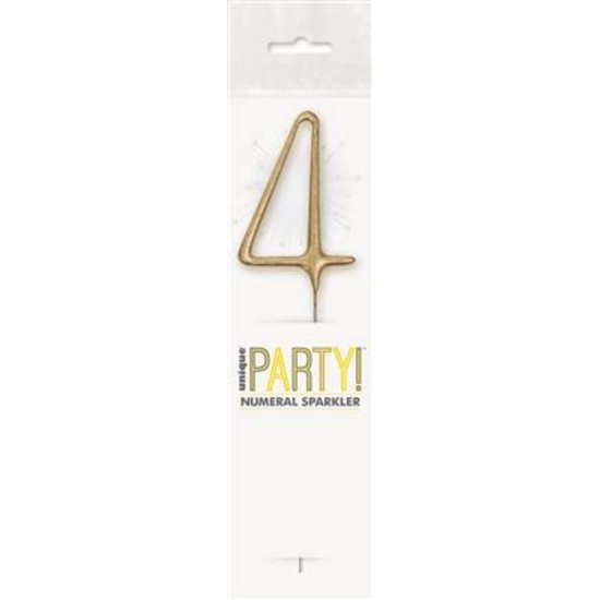 Unique Party Candle Sparkler Number 4 Gold 7