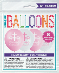 Unique Communion Pink 12" Latex Balloons 8pk