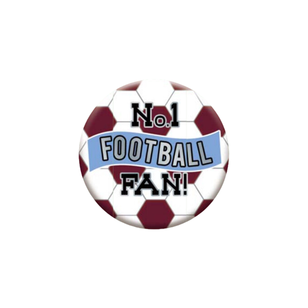 No.1 Football Fan 5.5cm Claret & Blue Badge