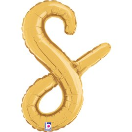 Grabo Foil Balloon Gold Script 14" Letter S