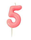 Creative Party Candle Number 5 Glitter Pink 7cm