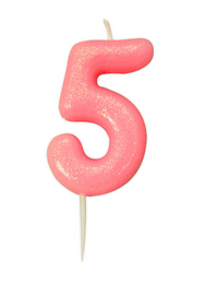 Creative Party Candle Number 5 Glitter Pink 7cm