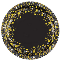 Oaktree Sparkling Fizz Black 9" Plates 8pk