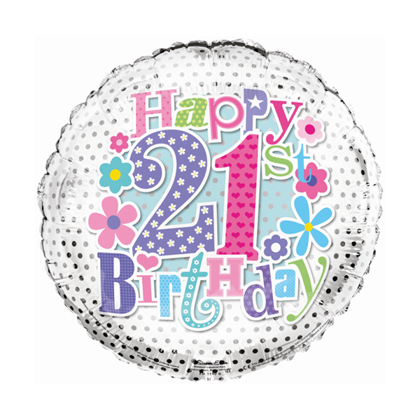 Simon Elvin Age 21 Floral 18" Foil Balloon