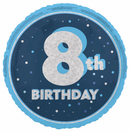Unique Foil Balloon Blue Glitz Age 8 18"