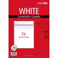 25pk Envelopes C4 229x334mm White Gummed