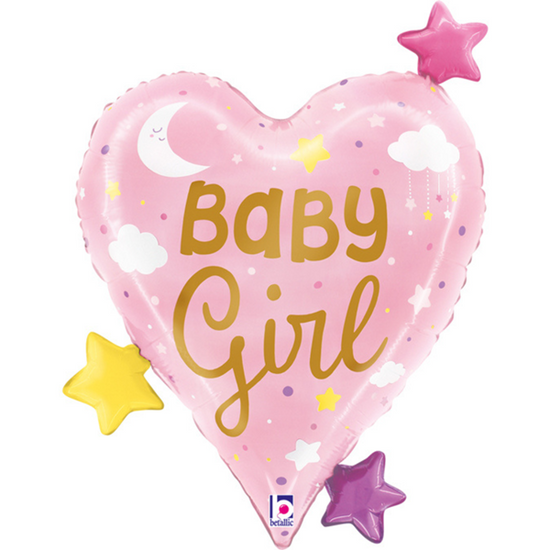 Foil Shape 31" Baby Girl Heart Stars
