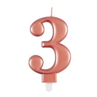 Unique Party Candle Number 3 Metallic Rose Gold