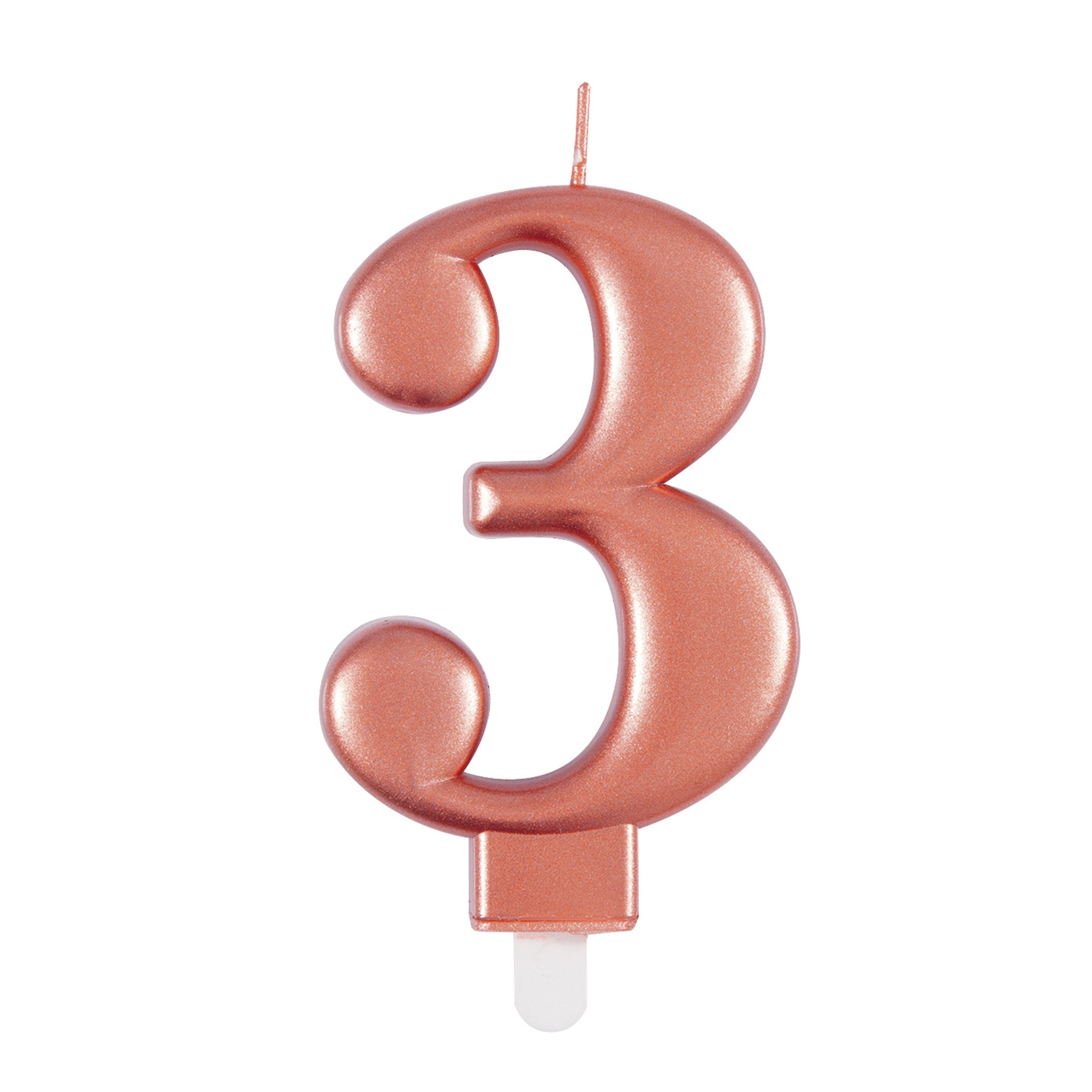 Unique Party Candle Number 3 Metallic Rose Gold