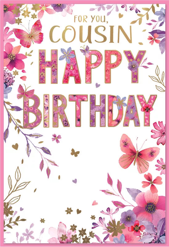 Simon Elvin C50 birthday cousin greeting cards, a set of six colorful cards with festive designs for special occasions.