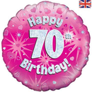 18" 70th Birthday Pink Holographic Foil Balloon