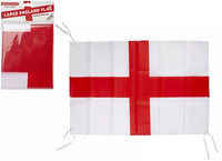 British St George's flag with string, 76x50cm, made by PMS International, displayed hanging with vibrant red and white cross design.