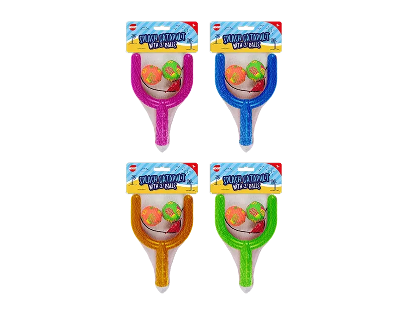 Gem Imports Splash Catapult toy with two colorful balls for cats, featuring a playful design in varying colors.