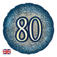 Oaktree Age 80 Navy & Gold 18" Foil Balloon
