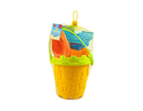 Six colorful toy buckets from Gem Imports' 6-piece bucket set, ideal for outdoor play and water activities.