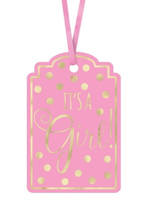 Amscan 25 Pack Gift Tags It's A Girl Pink