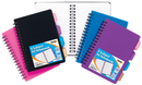 Set of 10 Tiger Stationery A6 4-subject notebooks with 100 sheets each, featuring colorful covers and lined pages.